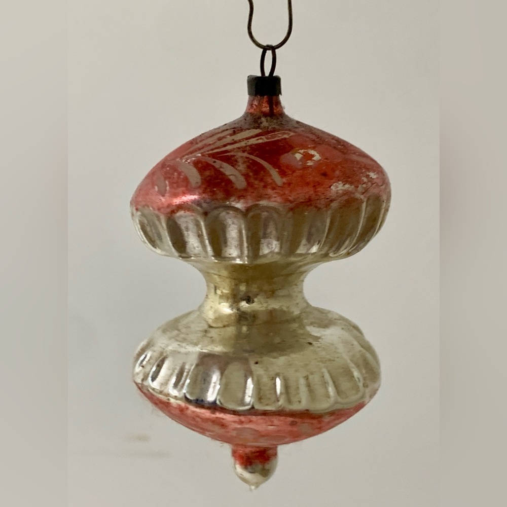 Early Mid Century Antique Figural Apple Core Shaped Christmas Tree Ornament